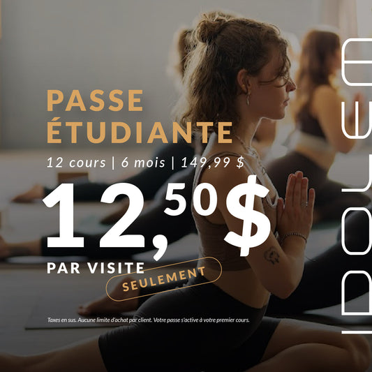 Forfait étudiant : 12 cours de yoga chaud